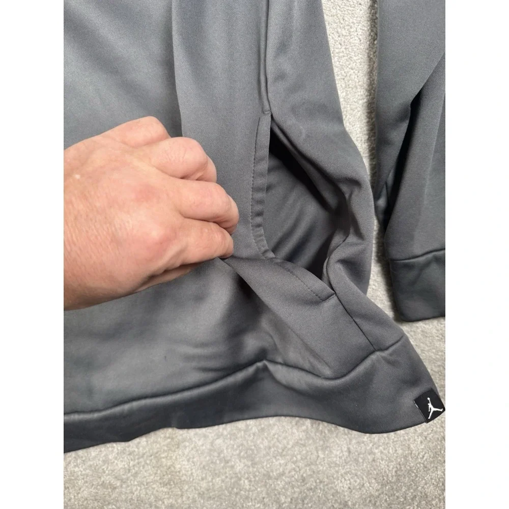 Jordan Therma-Fit Hoodie Men‎ Gray On Gray L/S Pullover Athletic Size XL Jumpman